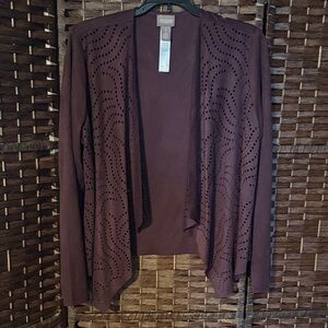 EUC Chico's Plum Purple Open-Front Cardigan